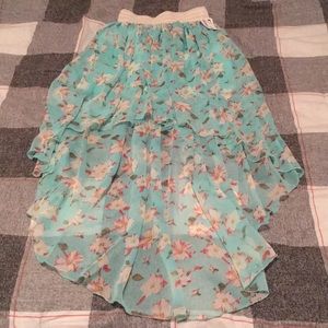 Aqua Floral Hi-Lo Skirt